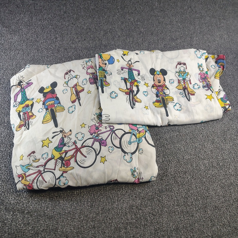 Disney Bedding Set Kids Twin White Mickey Mouse Donald Duck Goofy Vintage 90s